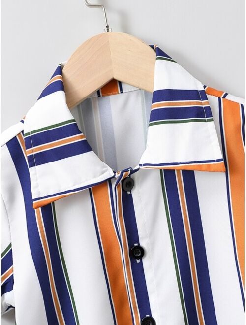 Shein Toddler Boys Vertical Striped Button Up Shirt