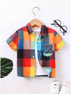 Toddler Boys Plaid Patched Pocket Shirt Without Tee