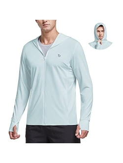 Men's UPF 50  Full Zip Light Jacket Hooded Long Sleeve Cooling Shirt with Pocket Hiking Fishing Outdoor Performance