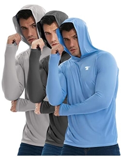 TELALEO 3 or 2 Pack Men's UPF 50+ Sun Protection Lightweight Hoodie Long Sleeve SPF UV Shirt For Fishing Hiking