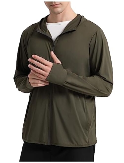 Locachy Men's UPF 50+ Sun Protection Outdoor Lightweight Full Zip Hoodie Jacket Long Sleeve Fishing Hiking Performance Shirt