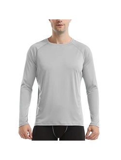 HISKYWIN Men's Long Sleeve Shirts Lightweight UPF 50+ Sun Protection SPF Outdoor T-Shirts Fishing Hiking Running Tee Tops