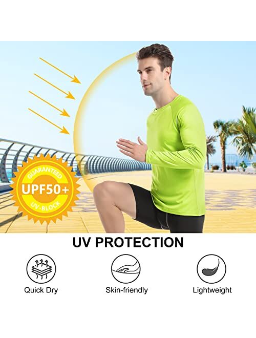 HISKYWIN Men's Long Sleeve Shirts Lightweight UPF 50+ Sun Protection SPF Outdoor T-Shirts Fishing Hiking Running Tee Tops