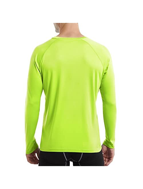 HISKYWIN Men's Long Sleeve Shirts Lightweight UPF 50+ Sun Protection SPF Outdoor T-Shirts Fishing Hiking Running Tee Tops