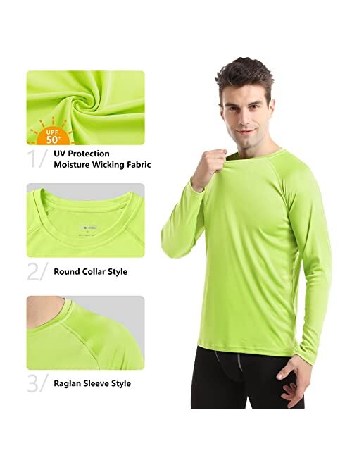 HISKYWIN Men's Long Sleeve Shirts Lightweight UPF 50+ Sun Protection SPF Outdoor T-Shirts Fishing Hiking Running Tee Tops