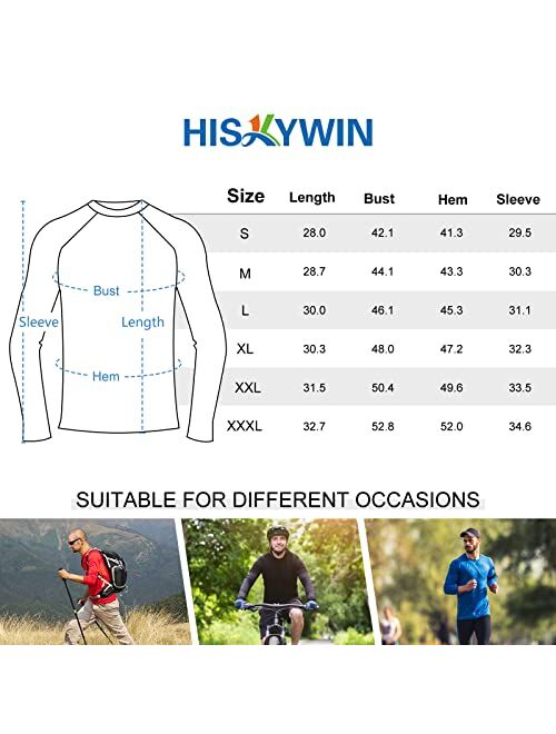 HISKYWIN Men's Long Sleeve Shirts Lightweight UPF 50+ Sun Protection SPF Outdoor T-Shirts Fishing Hiking Running Tee Tops