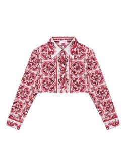 Kids Majolica-print cropped shirt