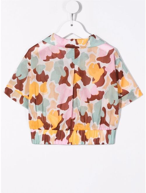 Palm Angels Kids camouflage-print cropped shirt