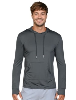 Ingear Men's Performance UPF 50+ UV/Sun Protection Hoodie T-Shirt Long Sleeve with Pockets SPF Shirt Running Hiking Shirt