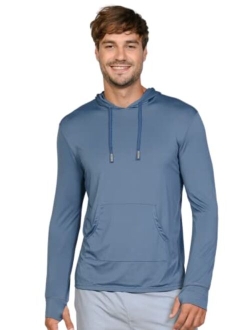 Ingear Men's Performance UPF 50+ UV/Sun Protection Hoodie T-Shirt Long Sleeve with Pockets SPF Shirt Running Hiking Shirt