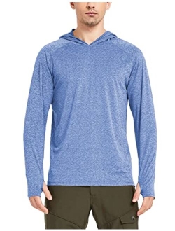 Safort Men's UPF 50+ Sun Protection Hoodie with Pocket Long Sleeve T-Shirt for Running, Fishing, Hiking