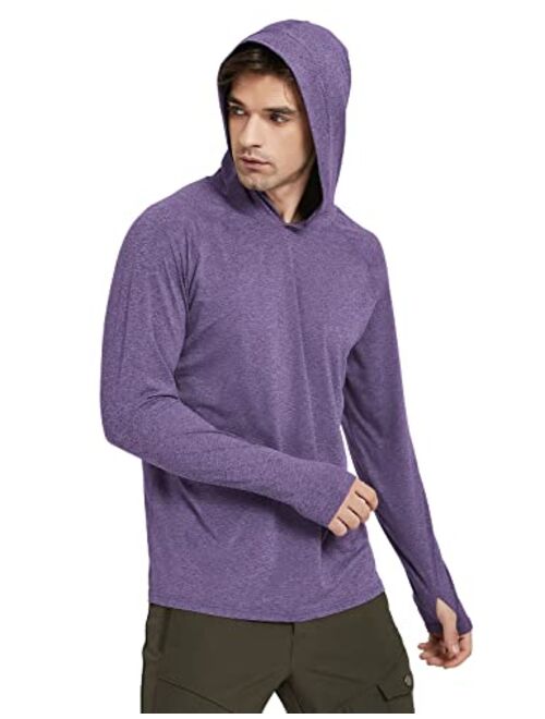 Safort Men's UPF 50+ Sun Protection Hoodie with Pocket Long Sleeve T-Shirt for Running, Fishing, Hiking