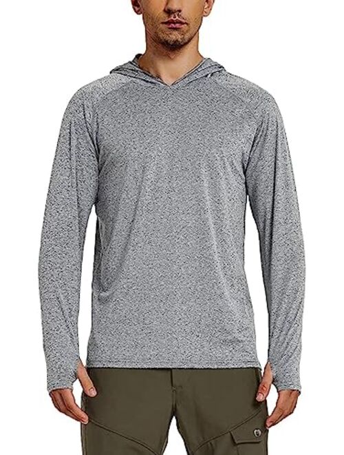 Safort Men's UPF 50+ Sun Protection Hoodie with Pocket Long Sleeve T-Shirt for Running, Fishing, Hiking