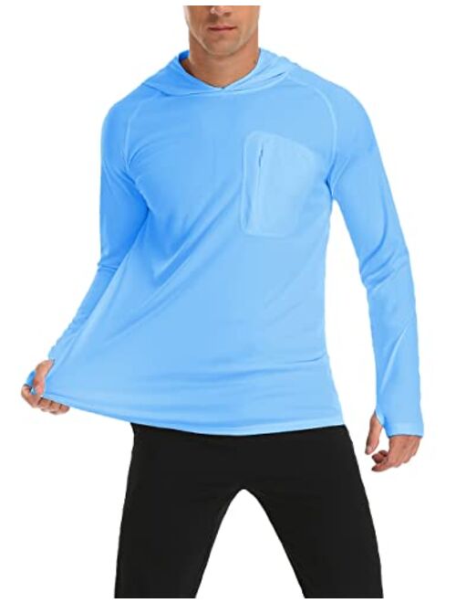 Safort Men's UPF 50+ Sun Protection Hoodie with Pocket Long Sleeve T-Shirt for Running, Fishing, Hiking