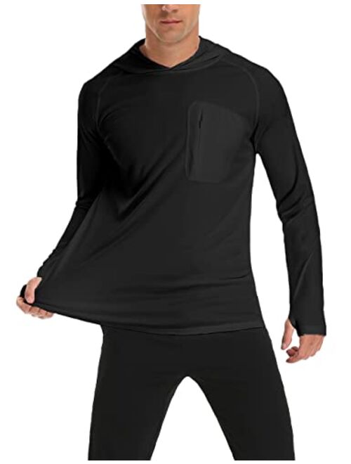 Safort Men's UPF 50+ Sun Protection Hoodie with Pocket Long Sleeve T-Shirt for Running, Fishing, Hiking