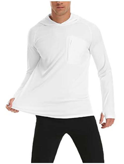 Safort Men's UPF 50+ Sun Protection Hoodie with Pocket Long Sleeve T-Shirt for Running, Fishing, Hiking