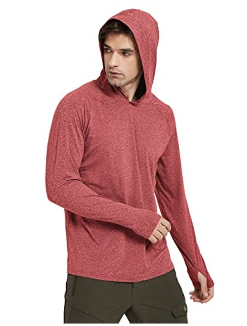 Safort Men's UPF 50+ Sun Protection Hoodie with Pocket Long Sleeve T-Shirt for Running, Fishing, Hiking