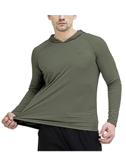 Ogeenier Men's UPF 50+ Sun Protection Hoodie Outdoor Long Sleeve T-Shirt for Running, Fishing, Hiking