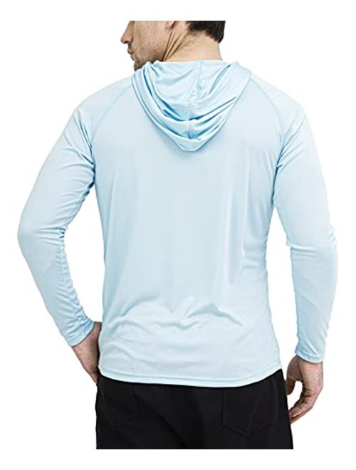 Ogeenier Men's UPF 50+ Sun Protection Hoodie Outdoor Long Sleeve T-Shirt for Running, Fishing, Hiking