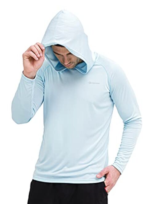 Ogeenier Men's UPF 50+ Sun Protection Hoodie Outdoor Long Sleeve T-Shirt for Running, Fishing, Hiking