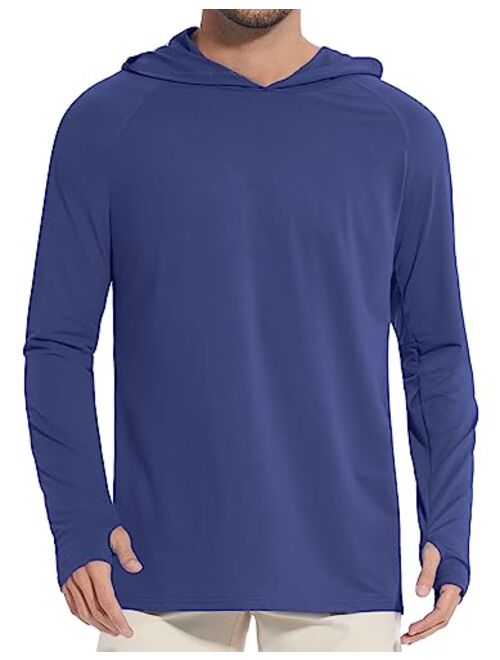 UUMIAER UPF 50+ Sun Protection Hoodie Shirt Long Sleeve Rash Guard for Men Lightweight Swim Thumbholes Shirt