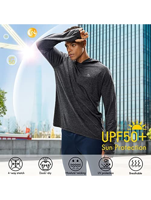 Haimont Men's Long Sleeve Lightweight Sun Hoodie UPF 50+ UV Protection Shirt Quick Dry Athletic Loose Fit with Thumbholes