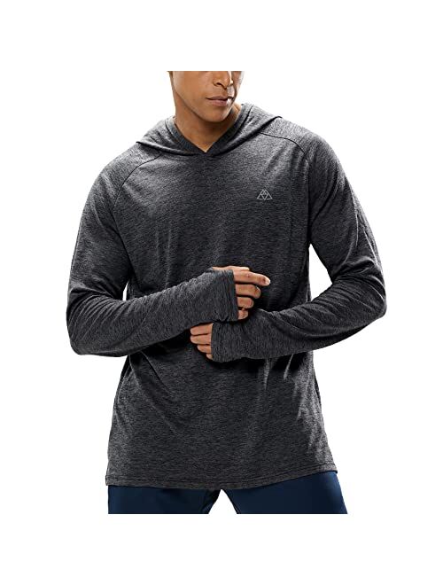 Haimont Men's Long Sleeve Lightweight Sun Hoodie UPF 50+ UV Protection Shirt Quick Dry Athletic Loose Fit with Thumbholes