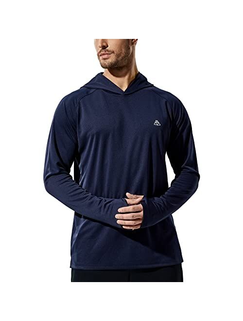 Haimont Men's Long Sleeve Lightweight Sun Hoodie UPF 50+ UV Protection Shirt Quick Dry Athletic Loose Fit with Thumbholes