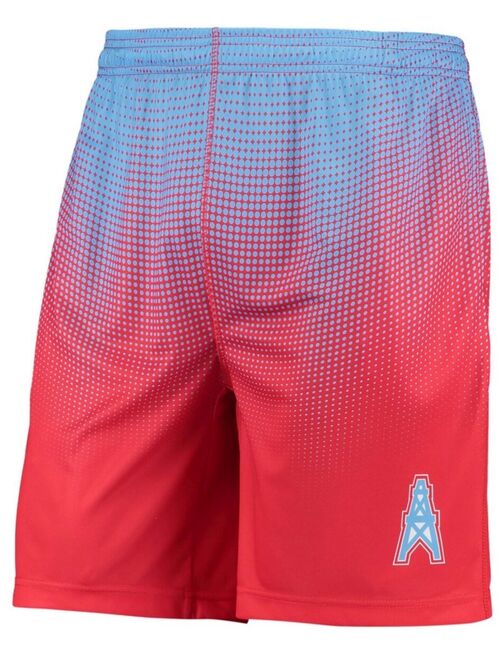 FOCO Men's Light Blue and Red Houston Oilers Gridiron Classic Pixel Gradient Training Shorts