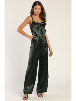 Date to Remember Ivory Satin Cutout Wide-Leg Jumpsuit