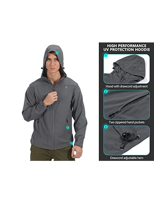 Little Donkey Andy Men's UPF 50+ Sun Protection Jackets Stretch Breathable Hoodie Summer Shirts for Hiking