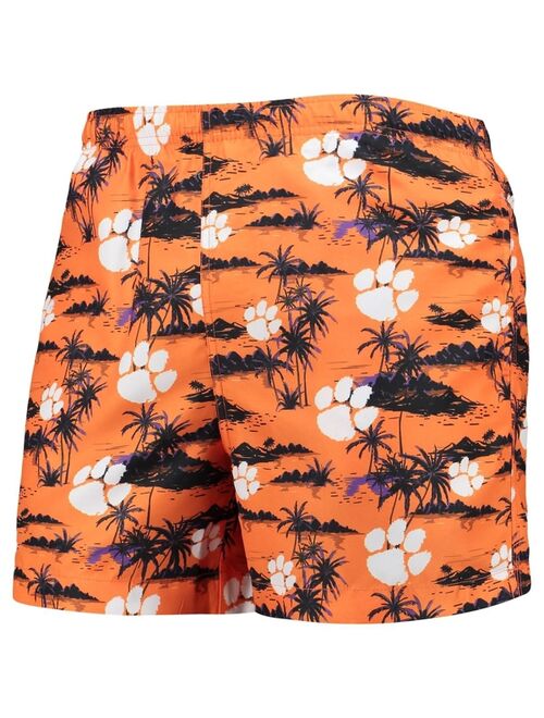 FOCO Men's Orange Clemson Tigers Island Palm Swim Trunks