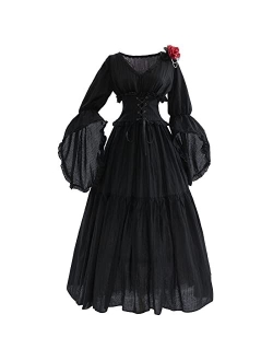 NSPSTT Victorian Dress Renaissance Costume Women Gothic Witch Dress Medieval Wedding Dress