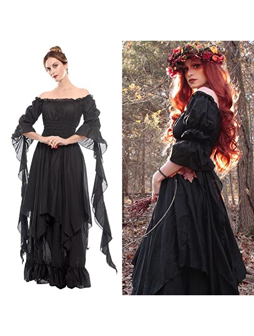 NSPSTT Victorian Dress Renaissance Costume Women Gothic Witch Dress Medieval Wedding Dress