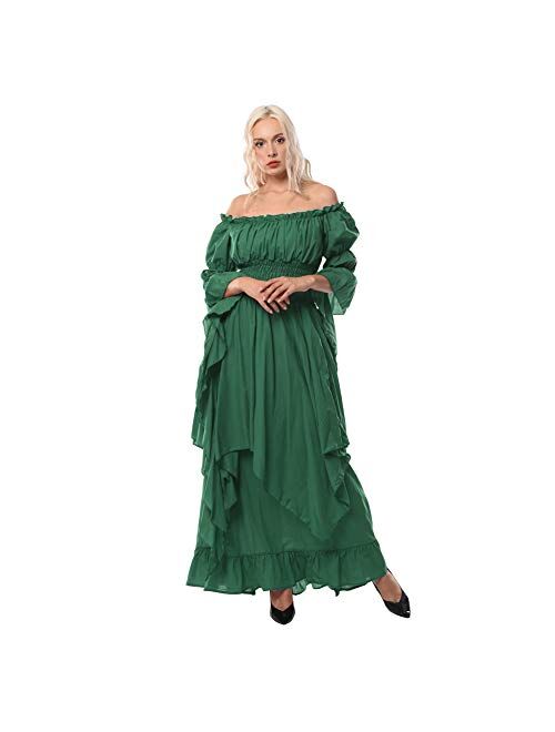 NSPSTT Victorian Dress Renaissance Costume Women Gothic Witch Dress Medieval Wedding Dress