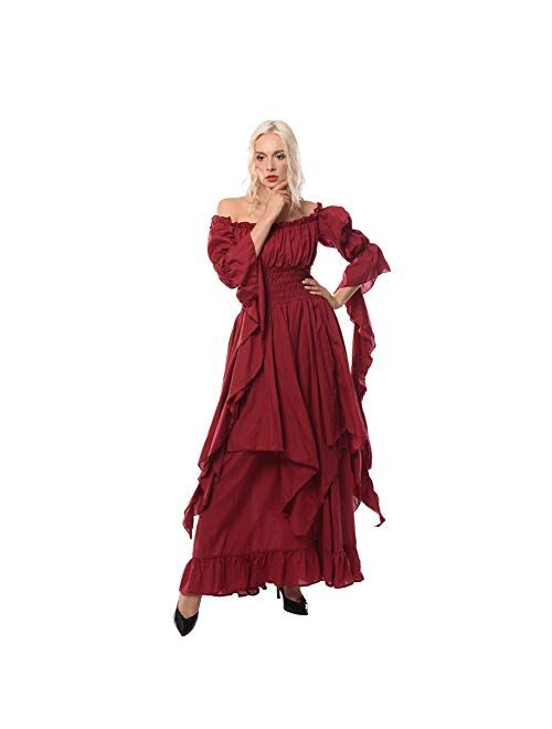 NSPSTT Victorian Dress Renaissance Costume Women Gothic Witch Dress Medieval Wedding Dress