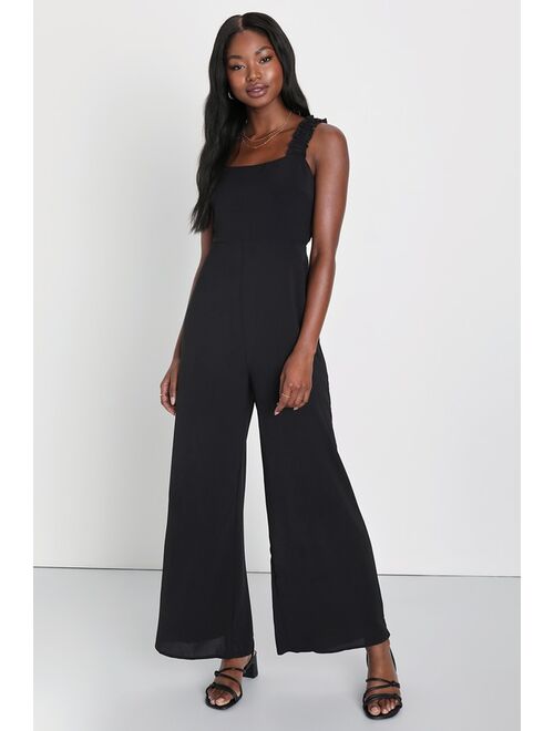 Lulus Make It Up Black Cutout Wide-Leg Jumpsuit