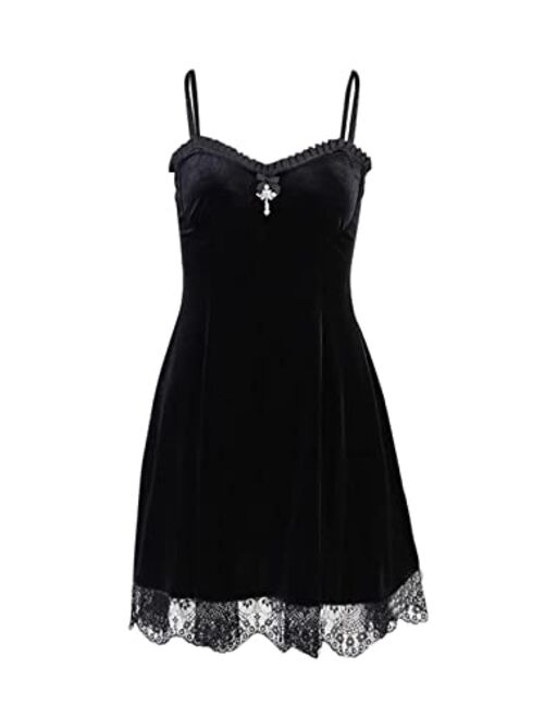 Tsmnzmu Lace Mini Sleeveless Dress Black Lace Draped Bodycon Gothic Summer Dress Gothic Vintage Goth Dresses