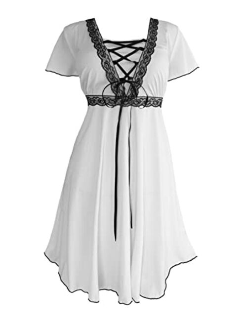 Dare to Wear Angel Corset Dress: Gothic Medieval Womens Renaissance Fair Viking Festival Cosplay Shift Frock