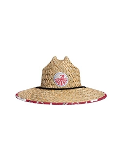 FOCO Men's NCAA College Team Logo Floral Lifeguard Beach Straw Sun Hat