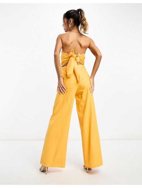 Pretty Lavish bandeau jumpsuit with pockets in orange