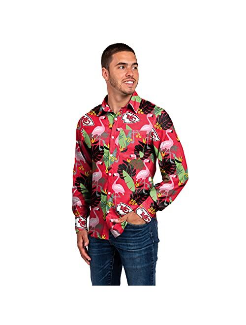 FOCO Men's NFL Floral Tropical Button-Up Shirt