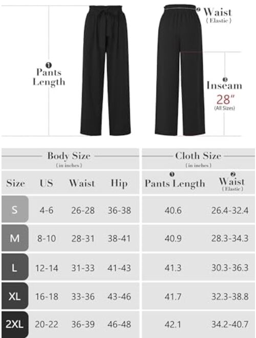 Heymoments Women's Wide Leg Lounge Pants with Pockets Lightweight High Waisted Adjustable Tie Knot Loose Trousers