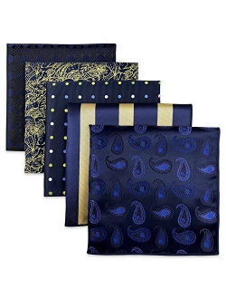 S&W Shlax&Wing SHLAX&WING 5 Pieces Assorted Mens Silk Pocket Square Handkerchiefs Set Lot