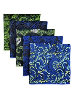 S&W Shlax&Wing SHLAX&WING 5 Pieces Assorted Mens Silk Pocket Square Handkerchiefs Set Lot