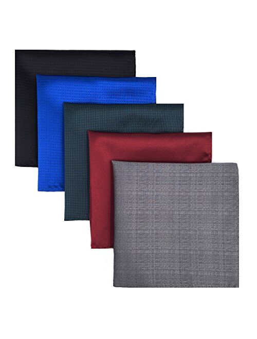 S&W Shlax&Wing SHLAX&WING 5 Pieces Assorted Mens Silk Pocket Square Handkerchiefs Set Lot