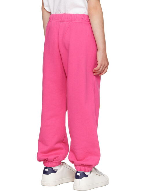 Palm Angels Kids Pink Embroidered Sweatpants