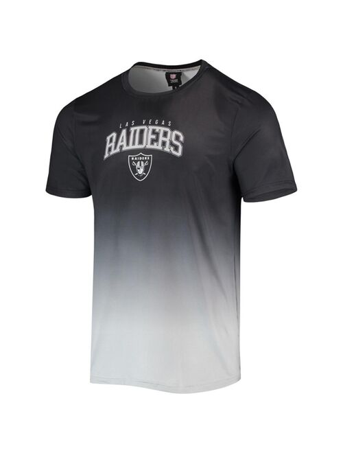 FOCO Men's Black, Silver Las Vegas Raiders Gradient Rash Guard Swim Shirt