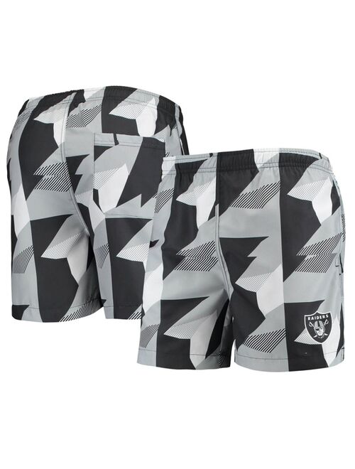 FOCO Men's Black and Silver Las Vegas Raiders Geo Print Swim Trunks