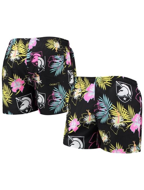 FOCO Men's Black Army Black Knights Neon Floral Swim Trunks